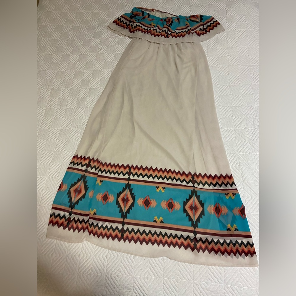 Strapless Tribal Maxi Dress